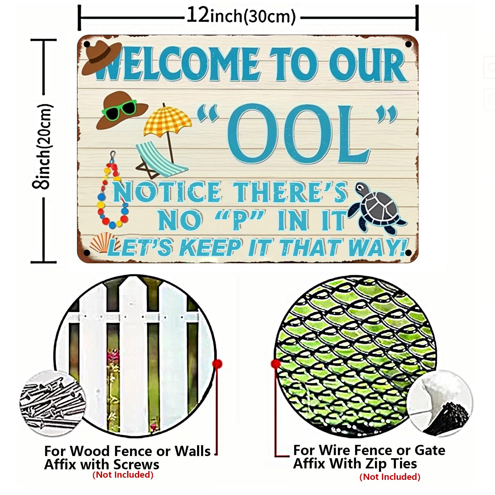 Funny Pool Metal Sign: Rustic Humor Decor, Backyard Patio