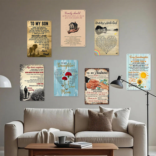 Citation d'amour familial Panneau Métal | Décoration Maison Inspirationnelle (20x30 cm)