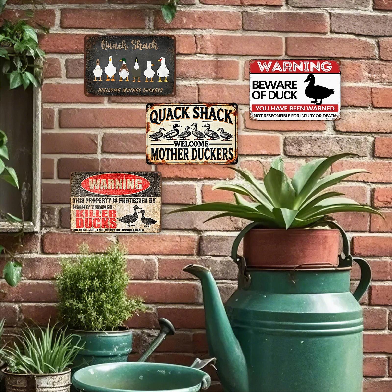 Funny Duck Metal Sign Set, Farmhouse Quack Shack Decor