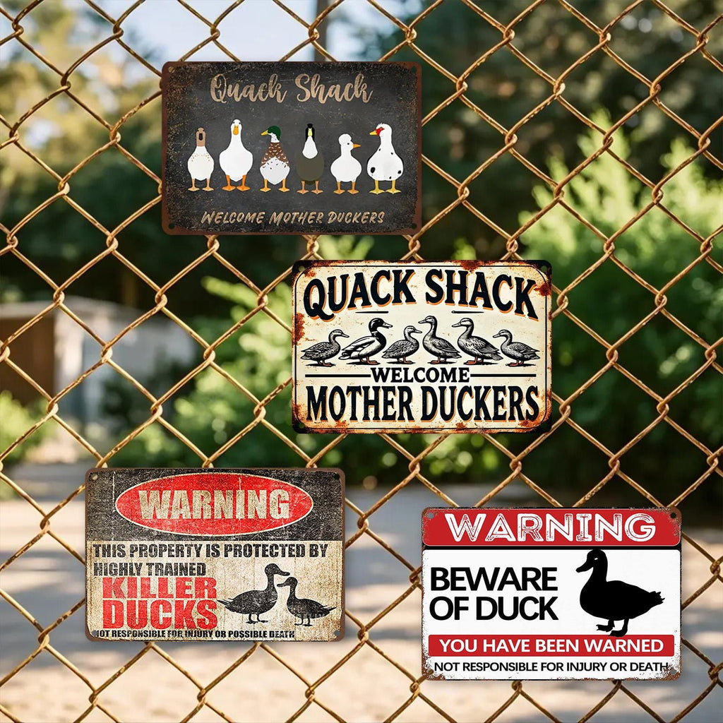Funny Duck Metal Sign Set, Farmhouse Quack Shack Decor