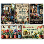 Vintage Garden Metal Sign Set | Floral & Humorous Patio Decor