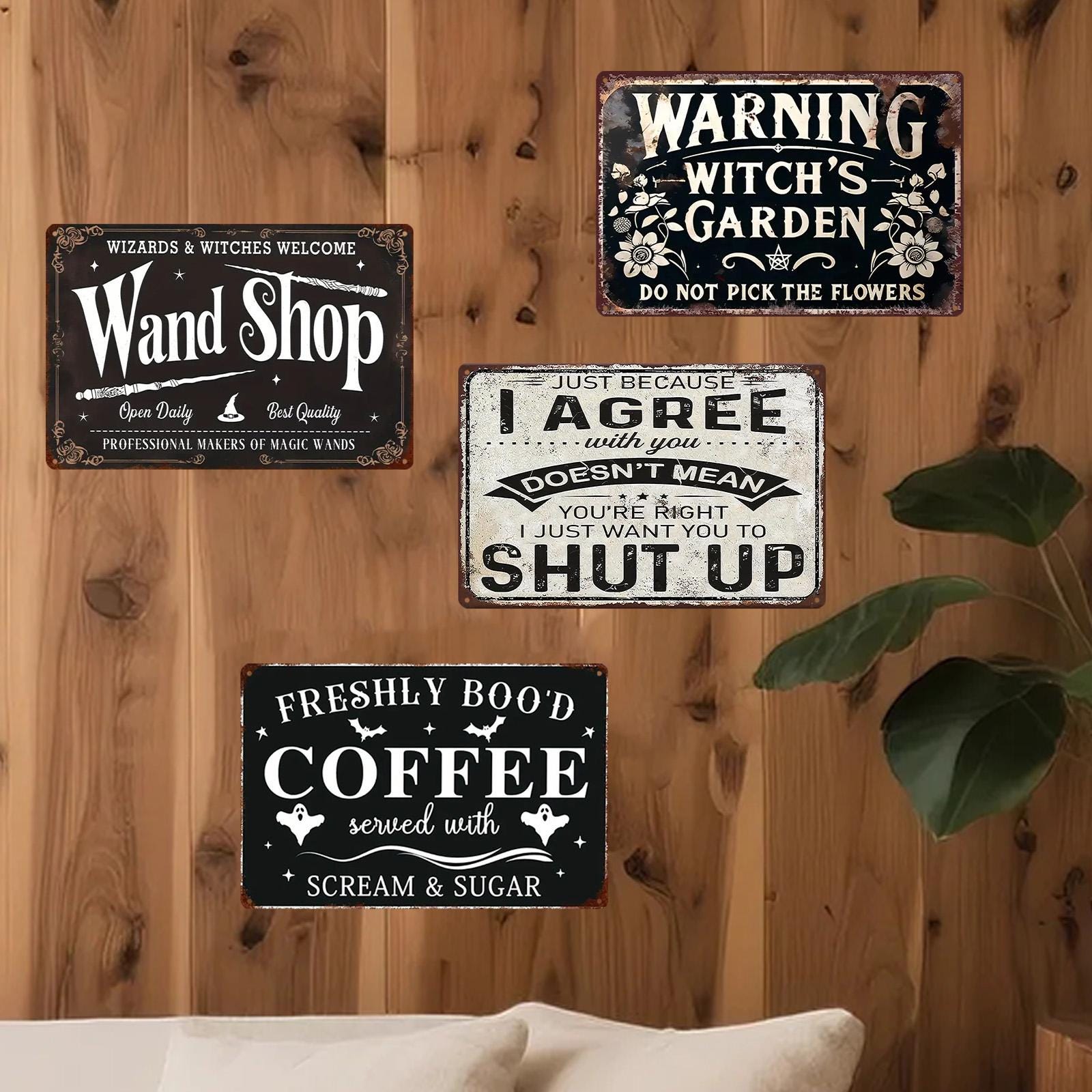 Halloween Witch Metal Sign: Funny Gothic Spooky Decor