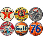 Plaque métallique vintage gaz et pétrole | Texaco, Gulf, Pennzoil | Décoration de garage