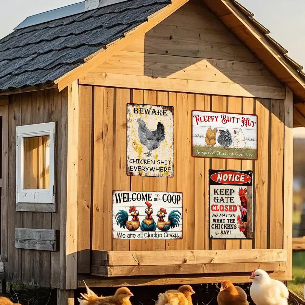 Funny Chicken Coop Metal Sign: Rustic Farmhouse Hen House Decor