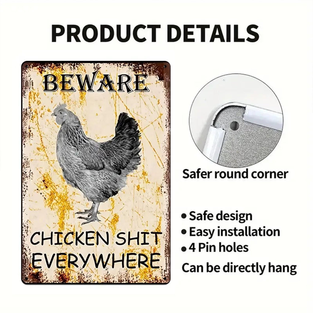 Funny Chicken Coop Metal Sign: Rustic Farmhouse Hen House Decor