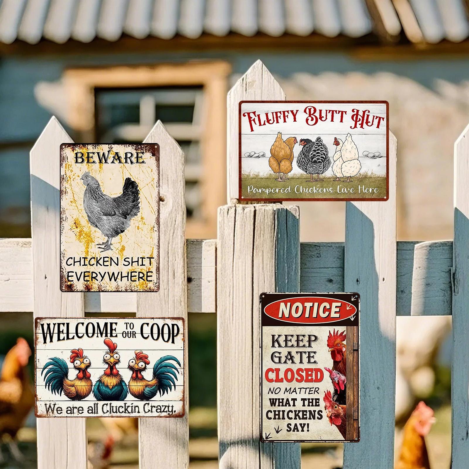 Funny Chicken Coop Metal Sign: Rustic Farmhouse Hen House Decor
