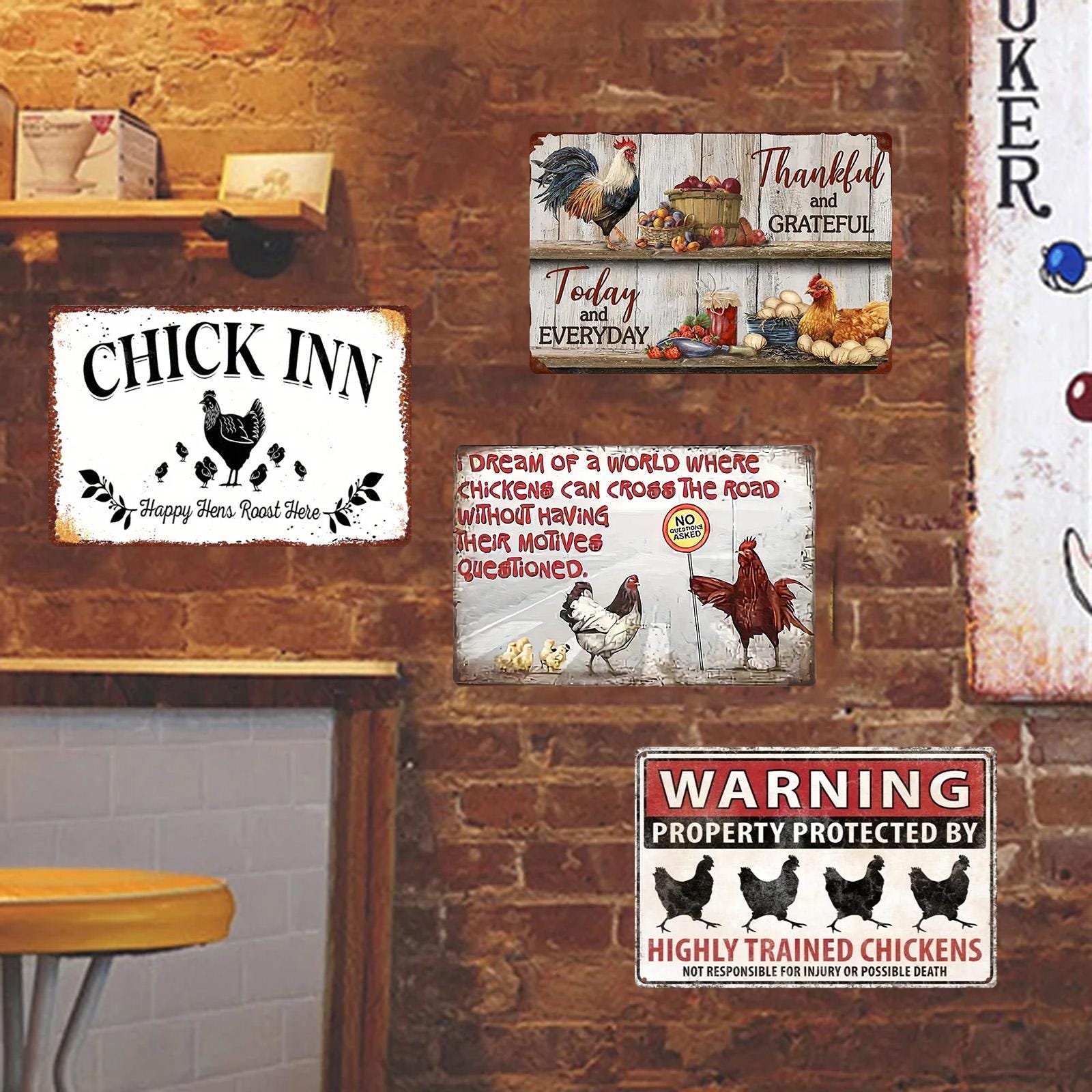 Farmhouse Chicken Coop Metal Sign: Rustic Rooster Hen House Decor