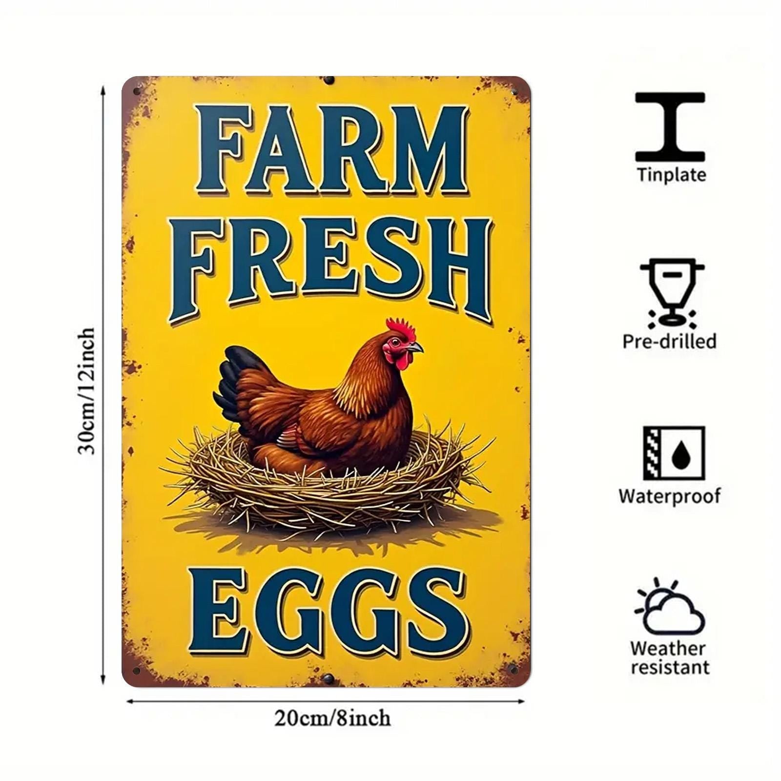 Farmhouse Chicken Metal Sign: Rustic Kitchen Coop Decor