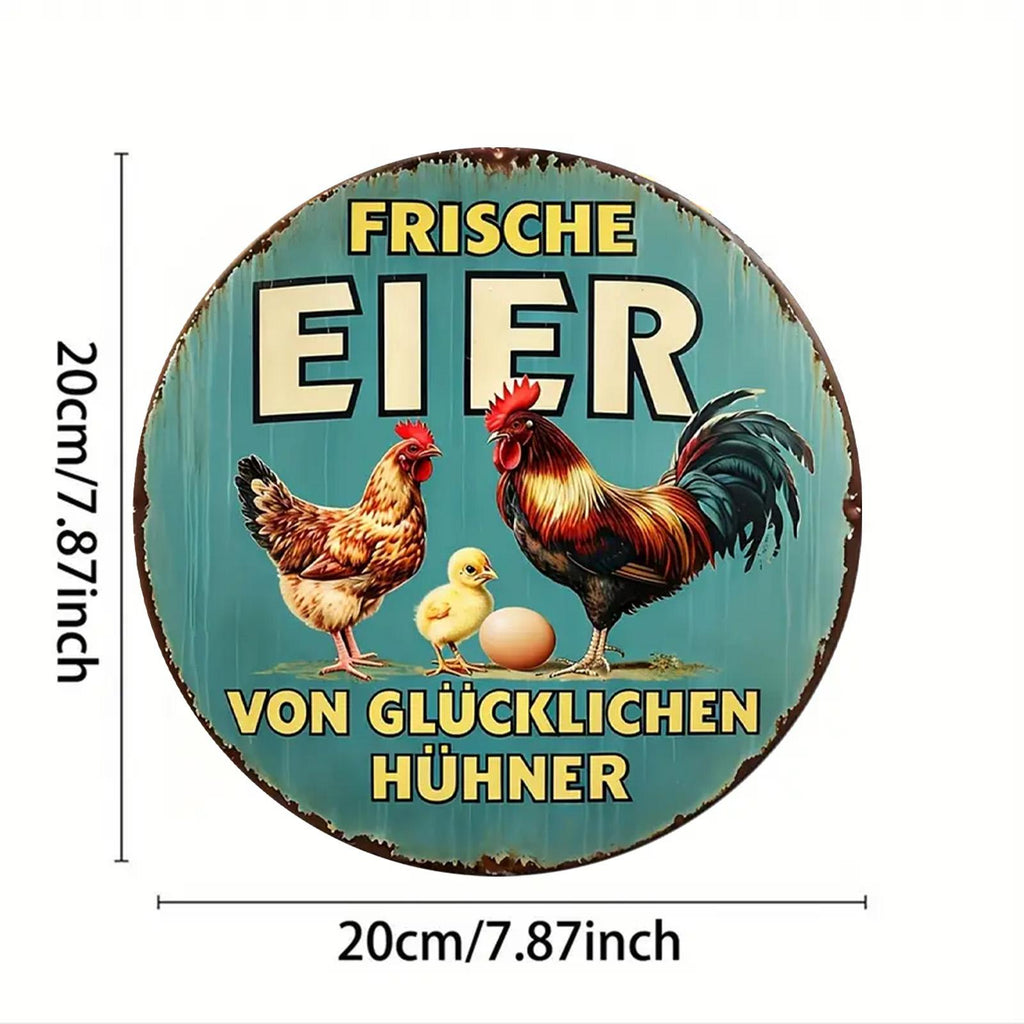 Funny Chicken Metal Sign: Rustic Farmhouse Kitchen Decor, Rooster Wall Art