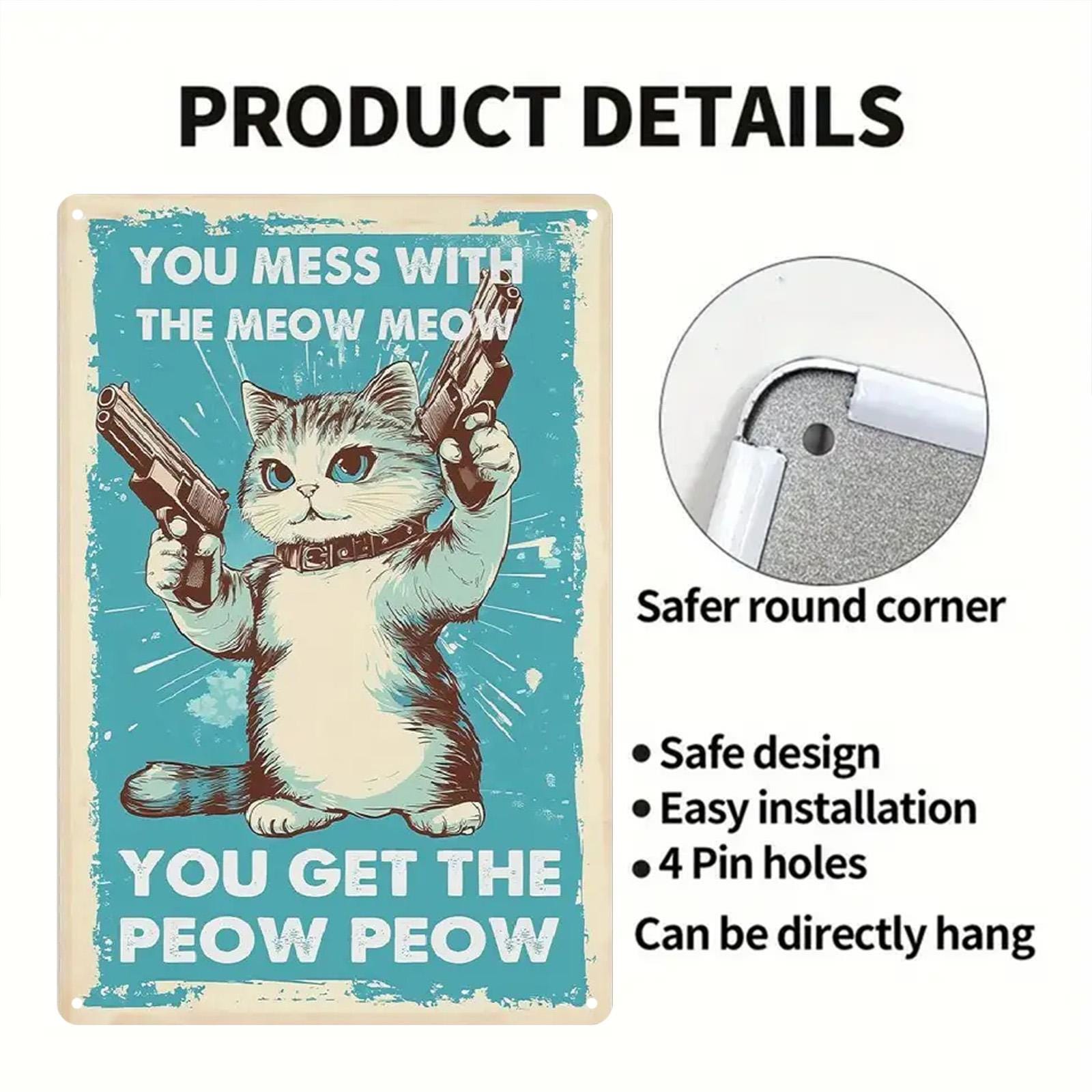 Funny Cat & Dog Metal Sign: Vintage Rustic Home Decor