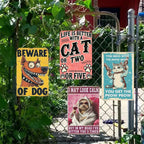 Plaque en métal amusante chat et chien | Décoration d'intérieur rustique vintage