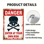 Gefahr Totenkopf Knochen Metallschild | Industrie-Garagen-Deko