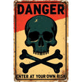 Panneau vintage crâne danger | Décoration murale industrielle pour garage, panneau en métal durable en fer blanc