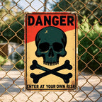Panneau vintage crâne danger | Décoration murale industrielle pour garage, panneau en métal durable en fer blanc