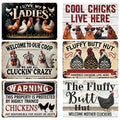 Funny Chicken Coop Metal Sign: Fluffy Butt Hut Farmhouse Decor
