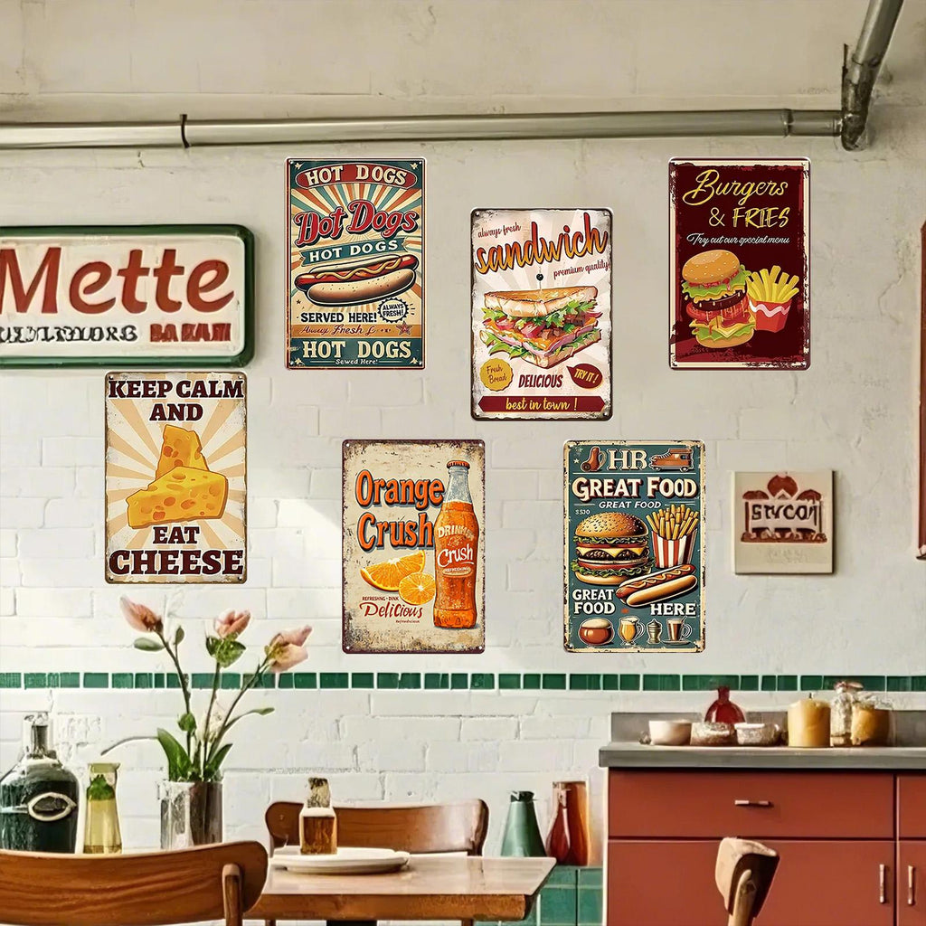 Plaque métallique vintage Keep Calm and Eat Cheese | Décoration de cuisine rétro