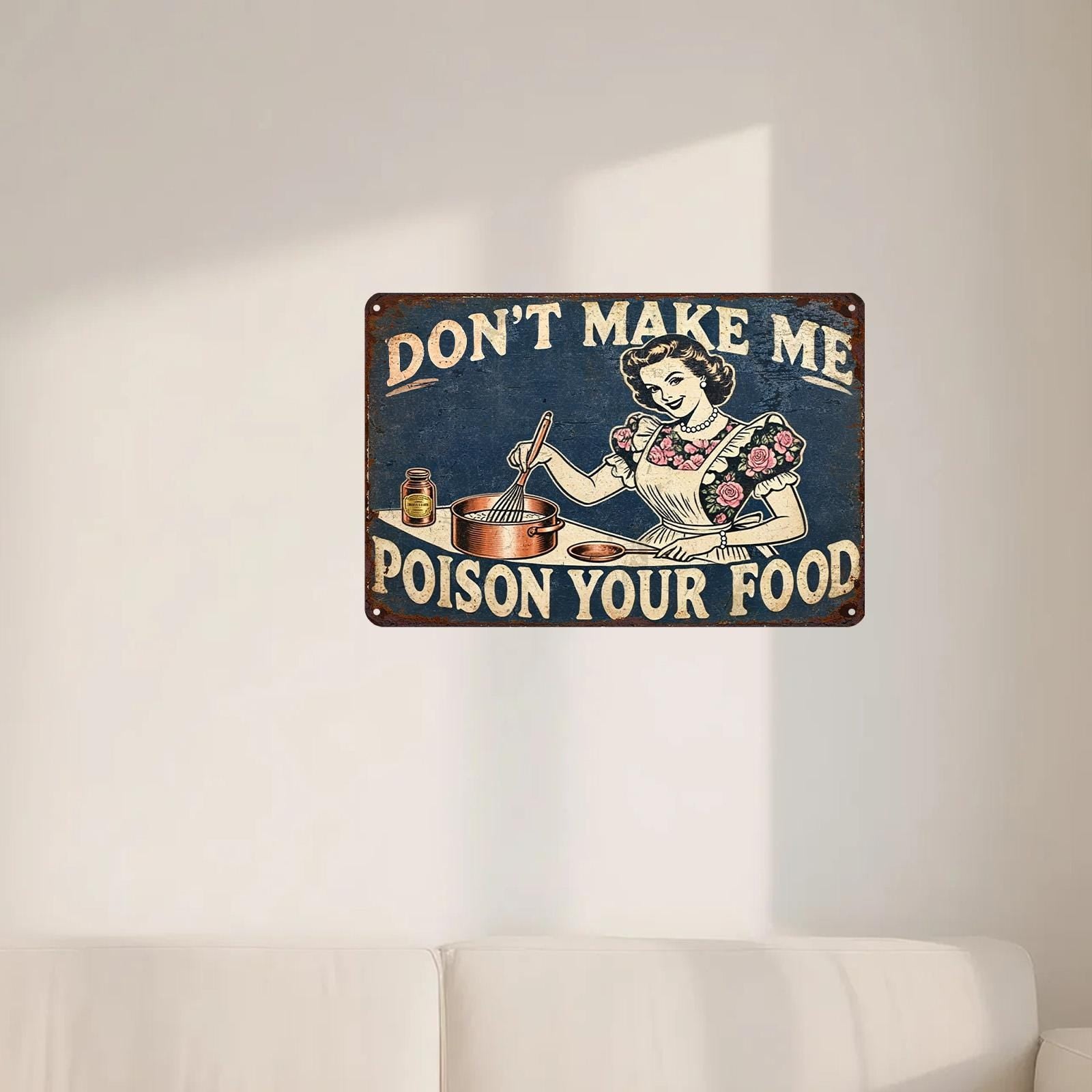 Funny Kitchen Metal Sign – Retro Diner Humor, Vintage Style