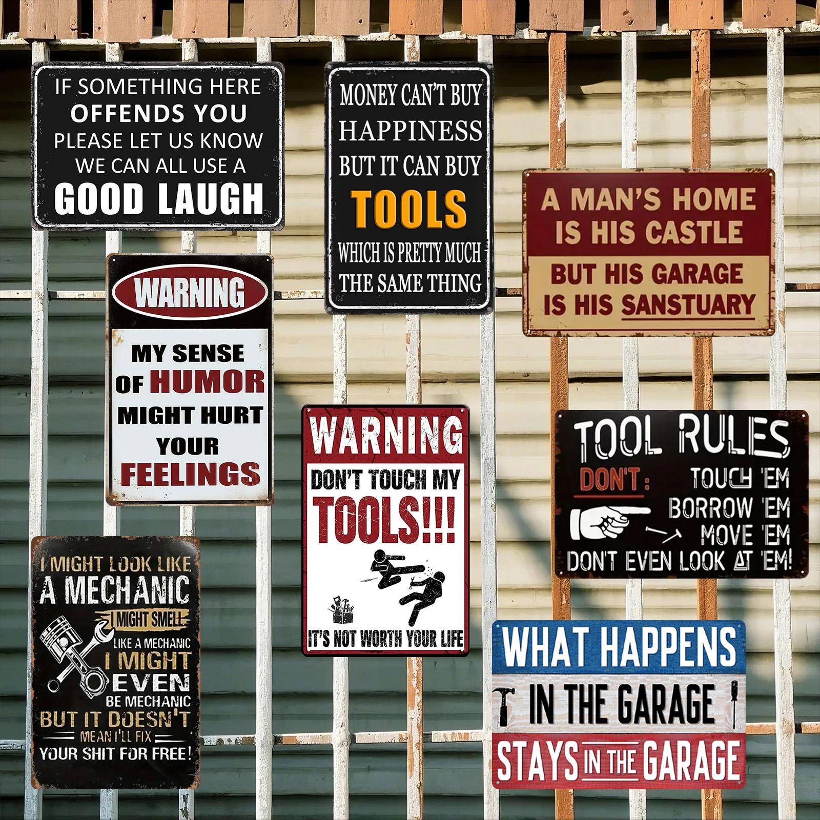 Vintage Garage Signs Set: Rustic Metal Man Cave Wall Art
