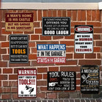 Vintage Garage Signs Set: Rustic Metal Man Cave Wall Art