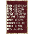 Christian Metal Sign: Pray, Lead, Love - Rustic Bible Verse Decor