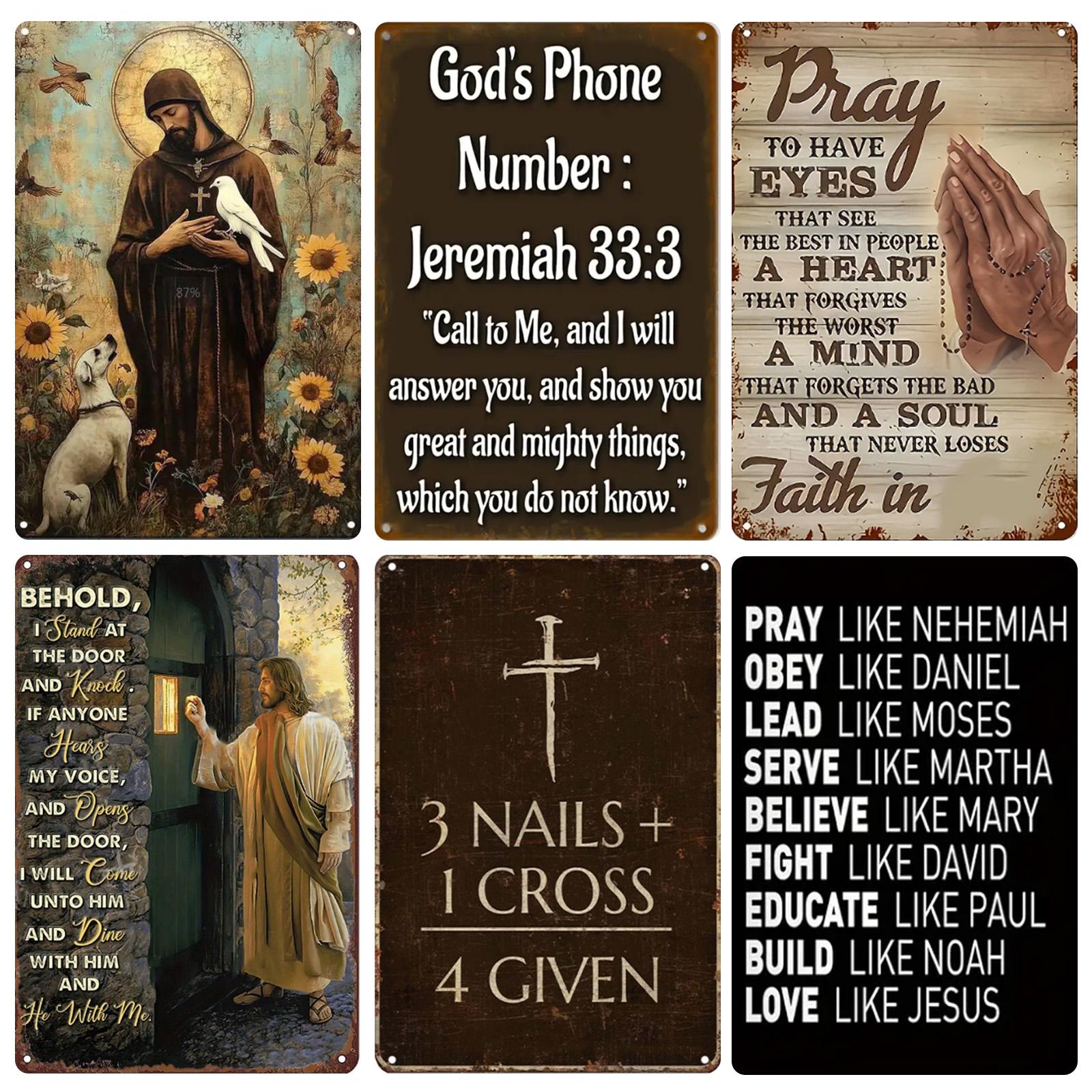 Vintage Religious Metal Sign Set: Jeremiah Bible Verses, Faith Decor