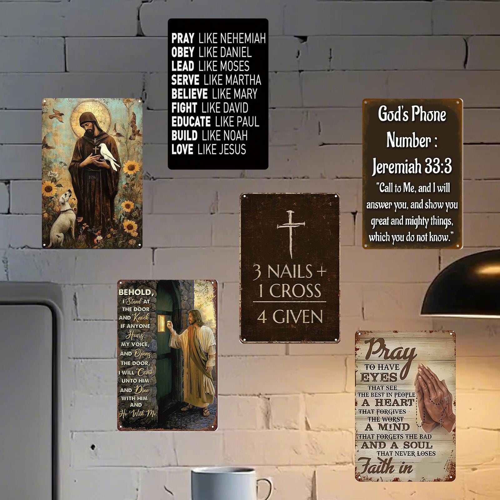 Vintage Religious Metal Sign Set: Jeremiah Bible Verses, Faith Decor