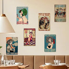 Retro Hair Salon Metal Sign Set | Vintage Barber Shop Wall Decor