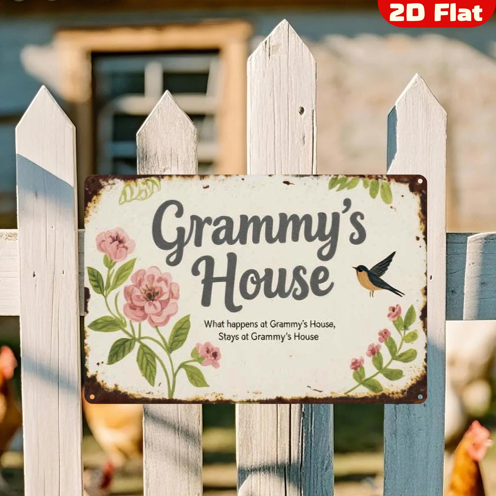 Grammy's House Metal Sign: Rustic Floral Vintage-Style Decor