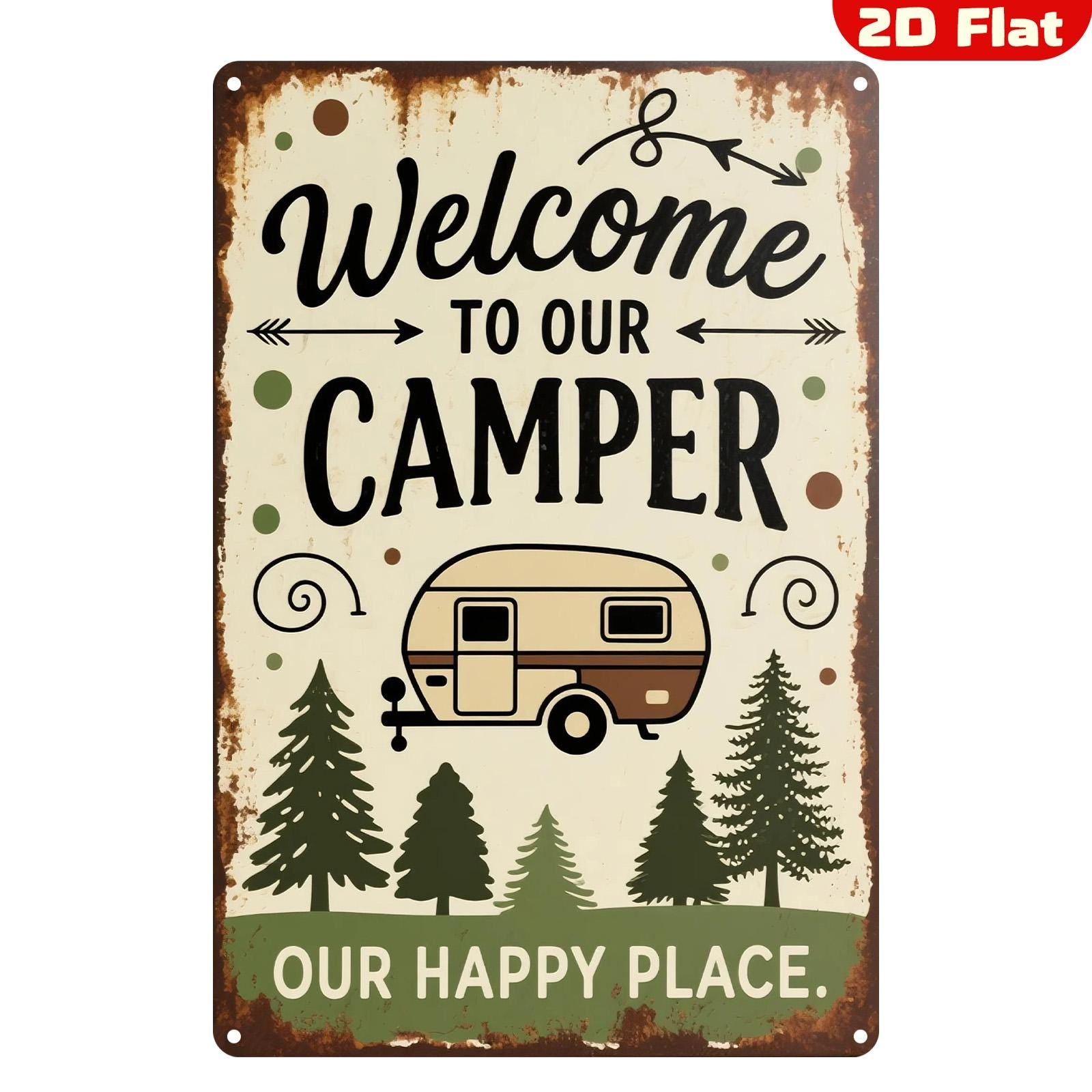 Vintage Camper Metal Sign: Rustic Camping Wall Decor, Retro RV Decor