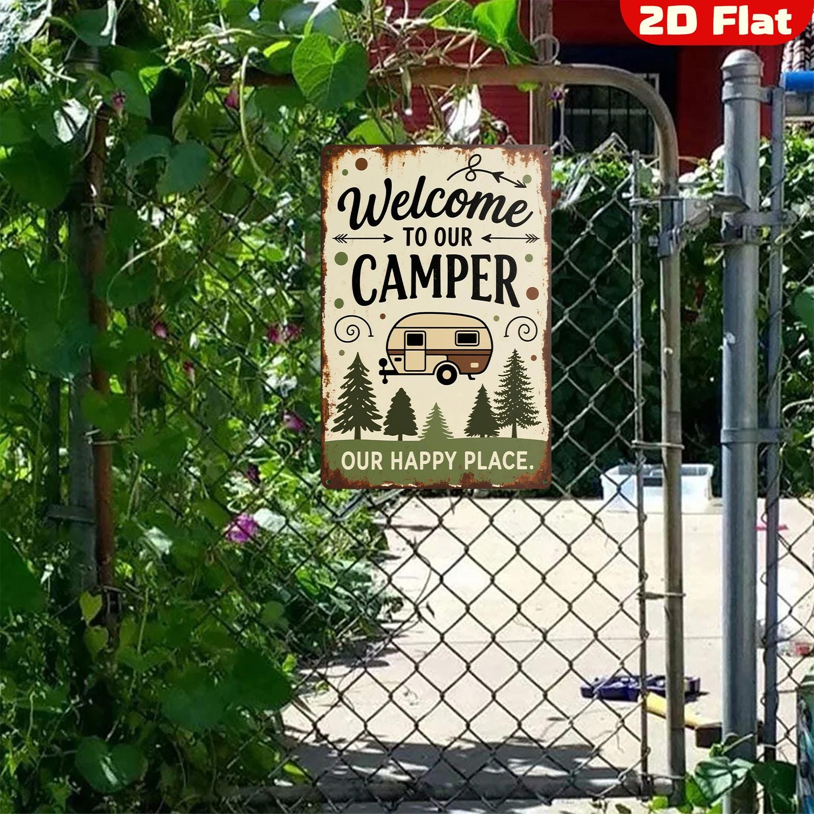 Vintage Camper Metal Sign: Rustic Camping Wall Decor, Retro RV Decor