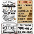 Vintage BBQ Grill Rules Metal Signs Set (4)