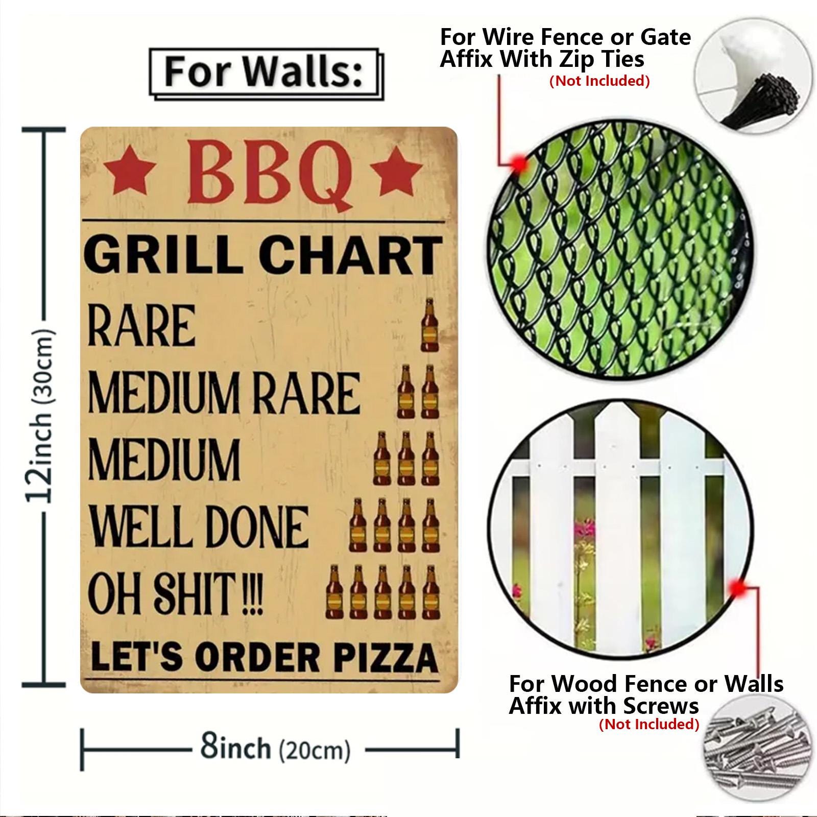 Vintage BBQ Grill Rules Metal Signs Set (4)