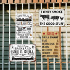 Vintage BBQ Grill Rules Metal Signs Set (4)