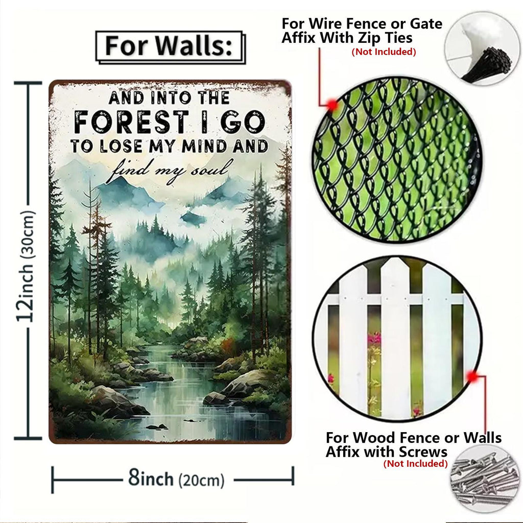 Rustic Enchanted Forest Metal Signs: Hunting Fishing Decor - Set of 4