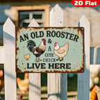 Plaque Métal Coq et Poule de Ferme | Décoration de Cuisine Amusante (20x30 cm)