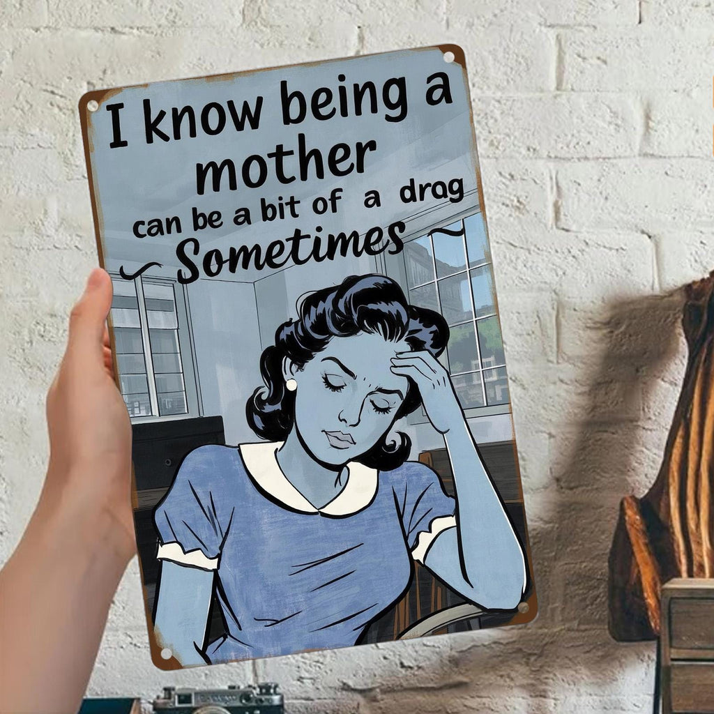 Vintage Motherhood Metal Sign: Retro Kitchen Wall Art