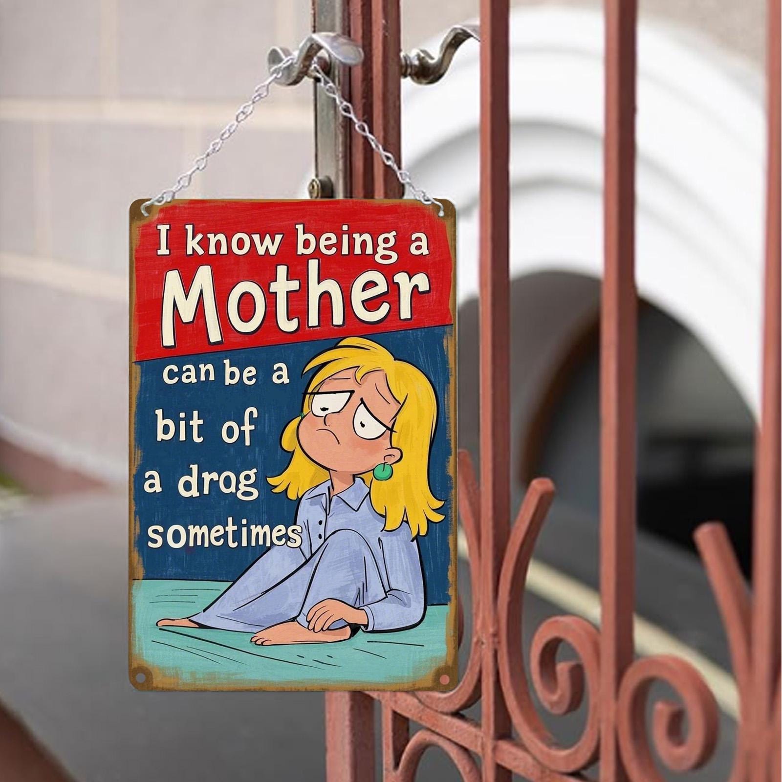 Funny Plant Mom Metal Sign: Rustic Kitchen & Garden Decor