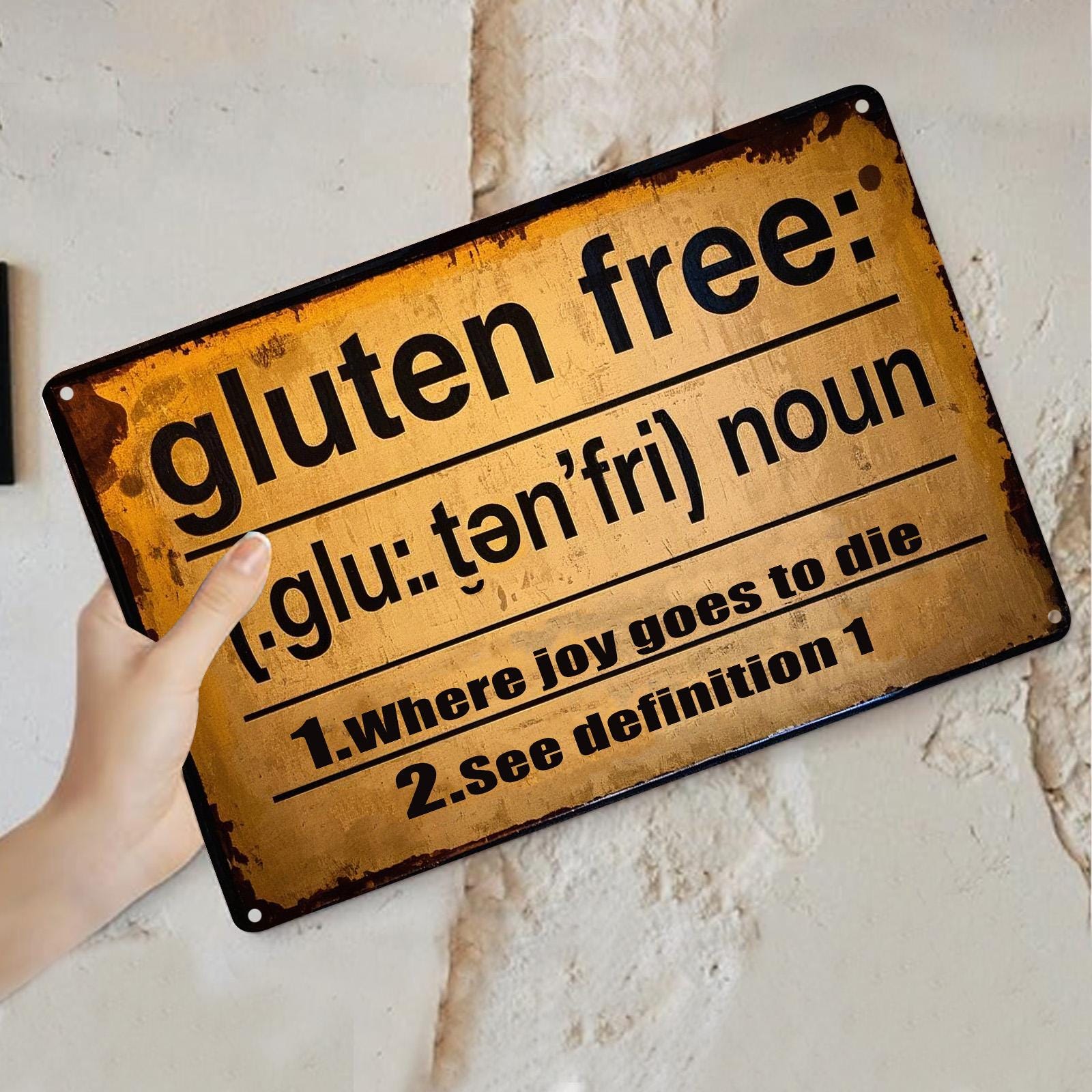 Rustic Metal "Where Joy Goes to Die" Sign - Kitchen Decor