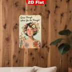 Plaque métallique inspirante | Femme florale vintage | Décoration citation motivante