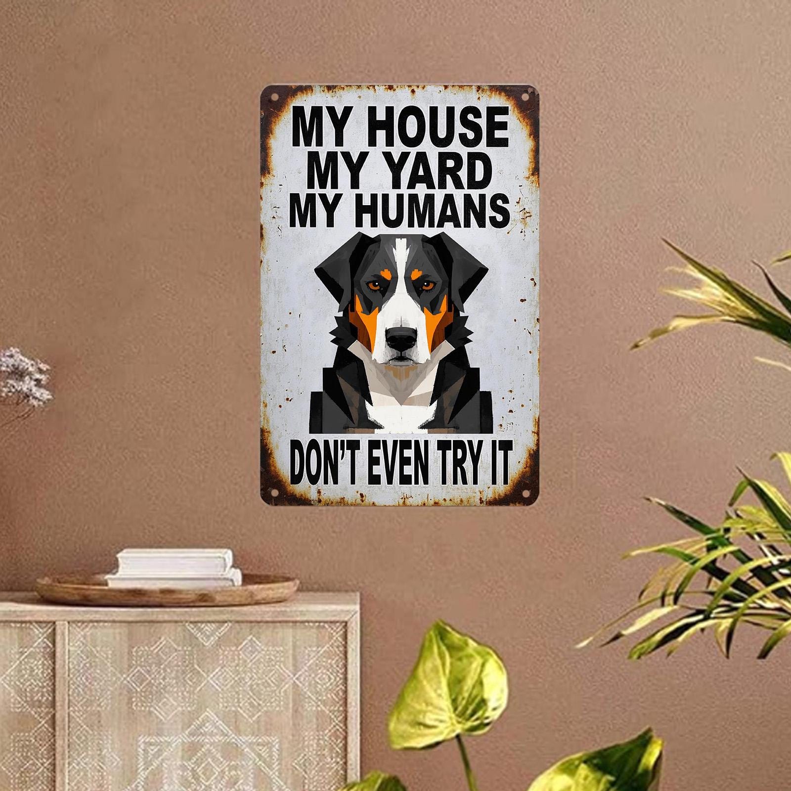 Rustic Bernese Mountain Dog Metal Sign, Home & Garden Decor