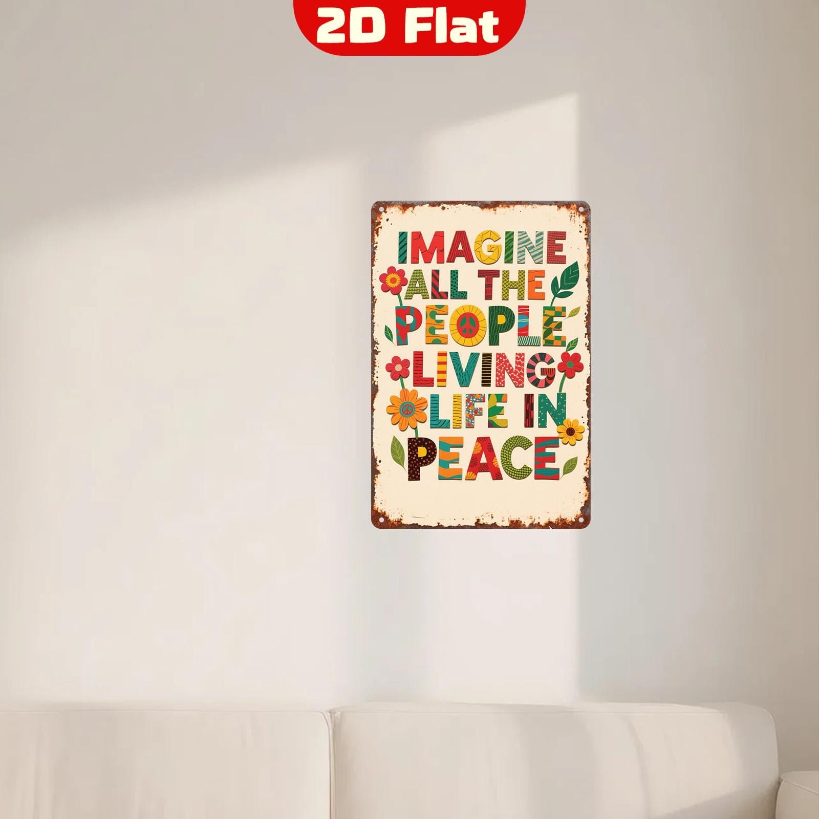 Peace Quote Metal Sign: Retro Hippie Wall Art - Durable Tinplate