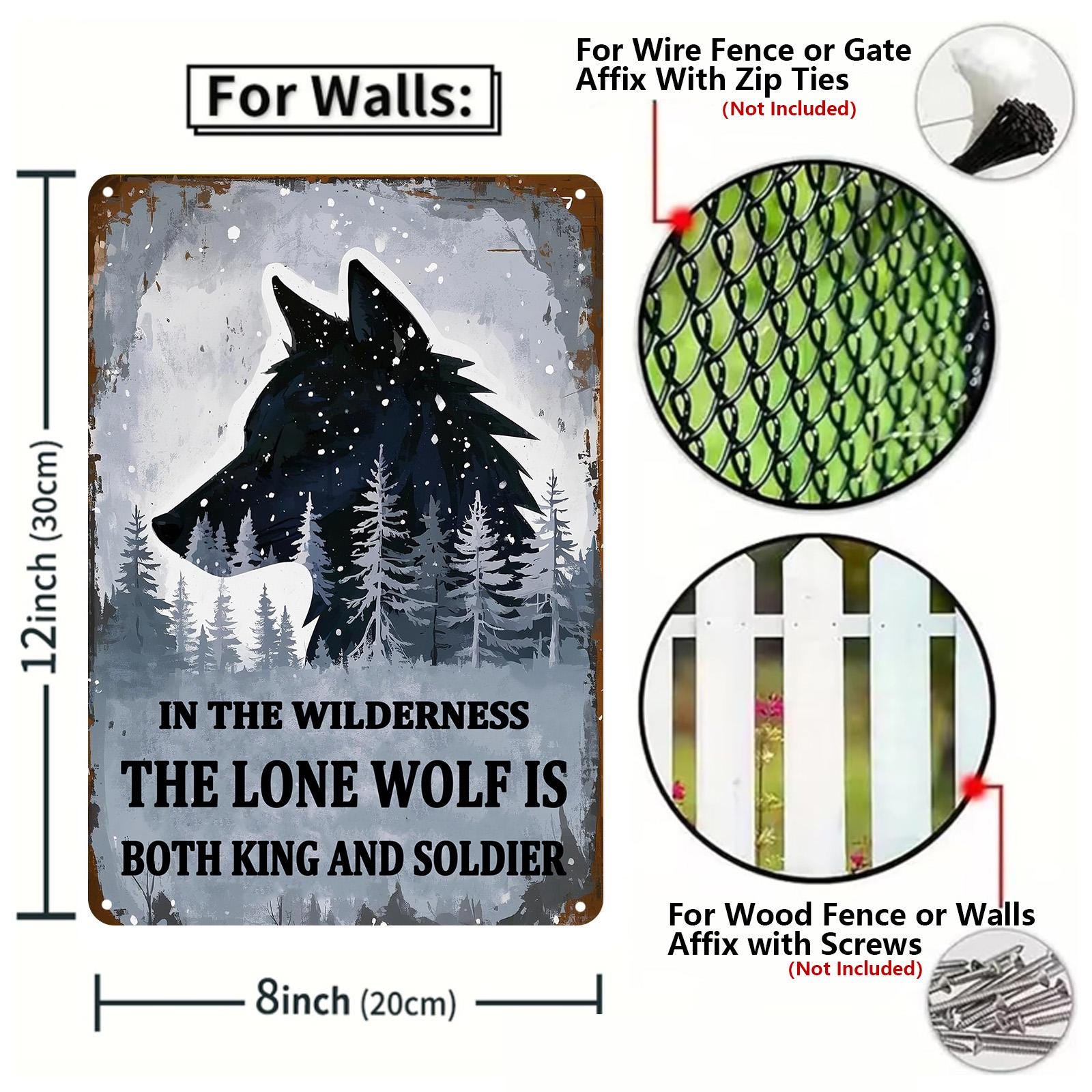 Vintage Lone Wolf Metal Sign: Cabin Man Cave Wall Art