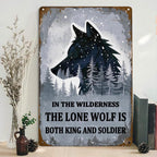 Vintage Lone Wolf Metal Sign: Cabin Man Cave Wall Art