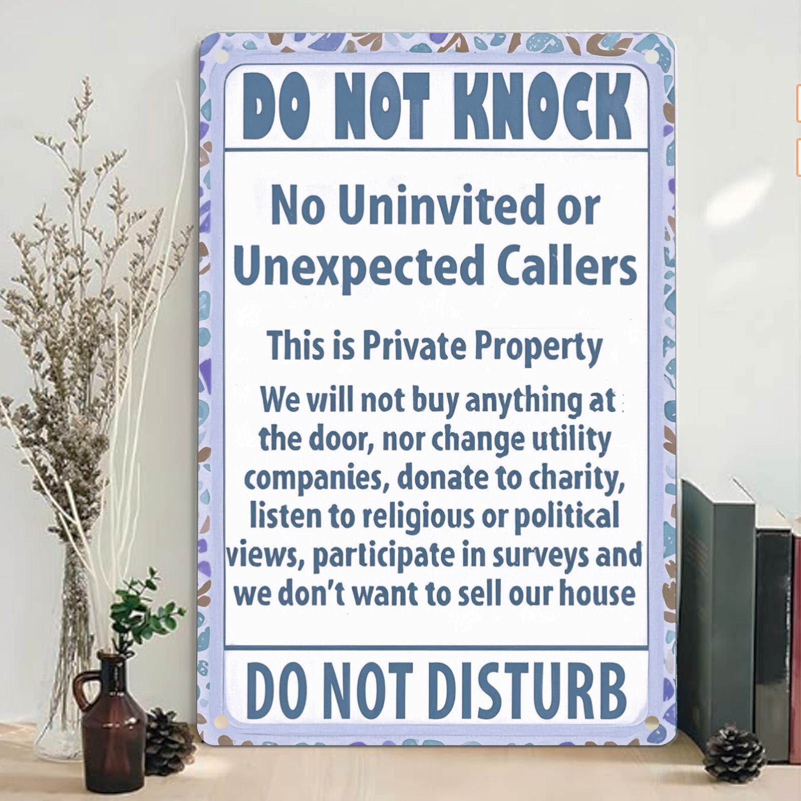Do Not Knock Metal Sign: Private Property - UV Protected Tinplate