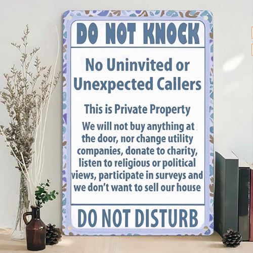 Do Not Knock Metal Sign: Private Property - UV Protected Tinplate
