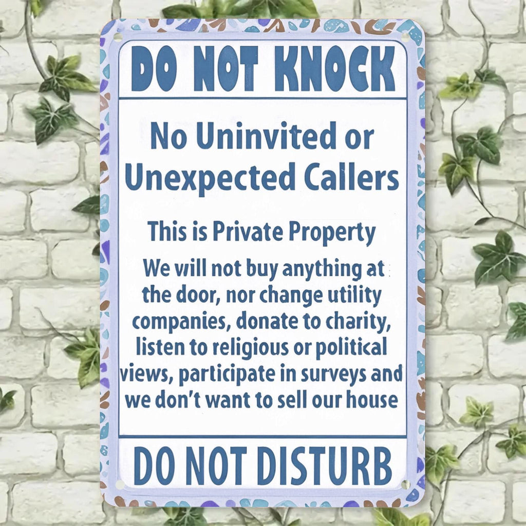 Do Not Knock Metal Sign: Private Property - UV Protected Tinplate