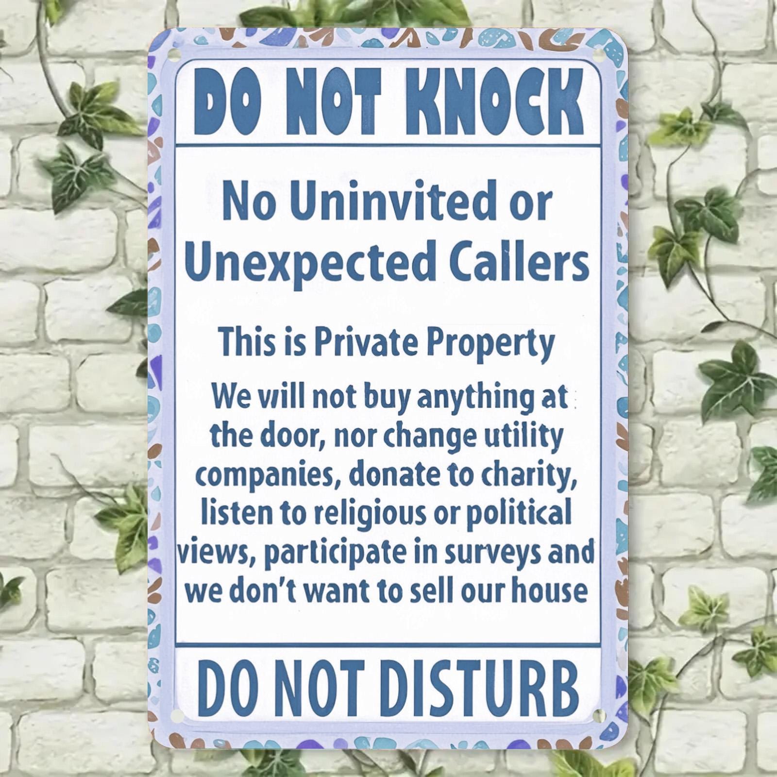 Do Not Knock Metal Sign: Private Property - UV Protected Tinplate