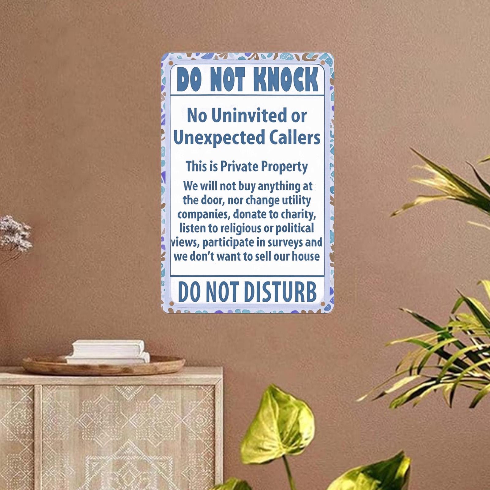 Do Not Knock Metal Sign: Private Property - UV Protected Tinplate