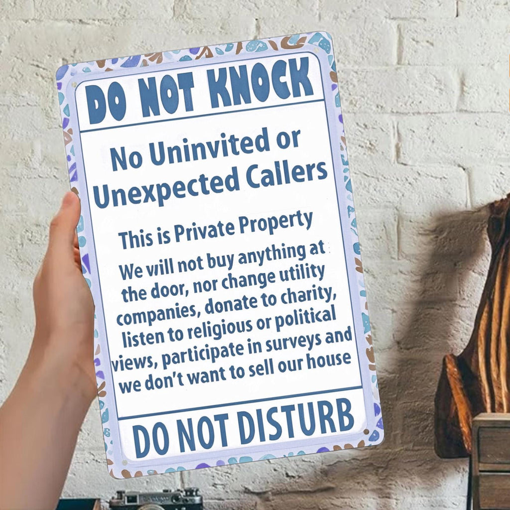 Do Not Knock Metal Sign: Private Property - UV Protected Tinplate