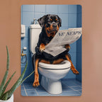 Lustiges Rottweiler Metallschild | Lesender Hund Badezimmer Deko